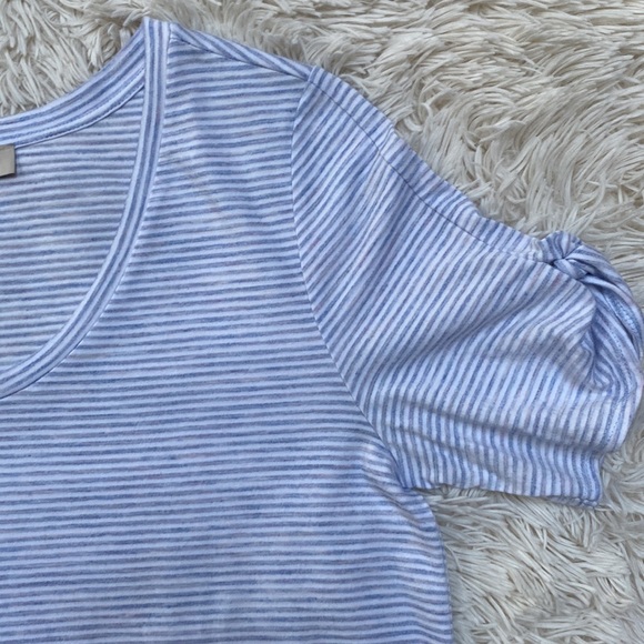 Loft Scoop Neck Striped Top ๐ Gray & White - Picture 6 of 16